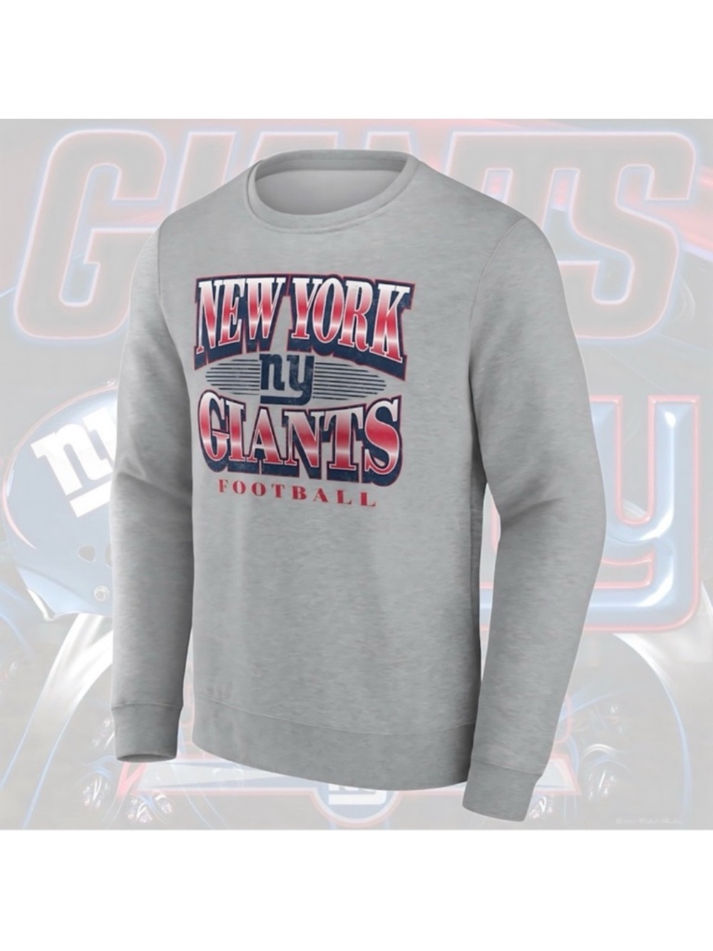 New York Giants Fanatics Chance Throwback Fleece Pullover Sweatshirt Gray Medium